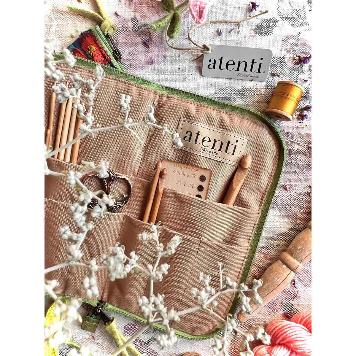 Atenti-Flora Needles, Hooks, and Tools Case-craft organizer-gather here online