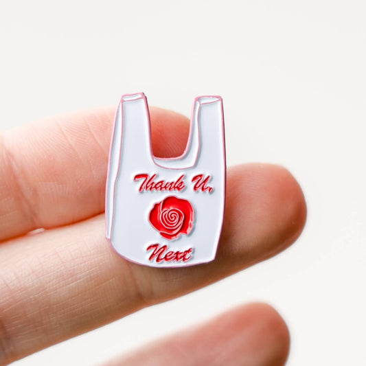 ILOOTPAPERIE-Thank U Next Plastic Bag Enamel Pin-patches + pins-gather here online