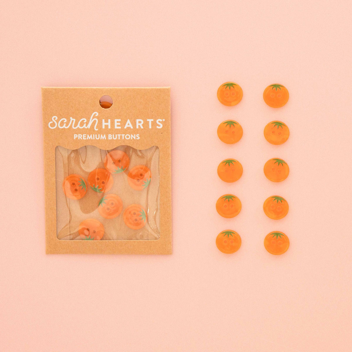 Sarah Hearts-Orange Heirloom Tomato Small 5/8" Buttons-button-gather here online