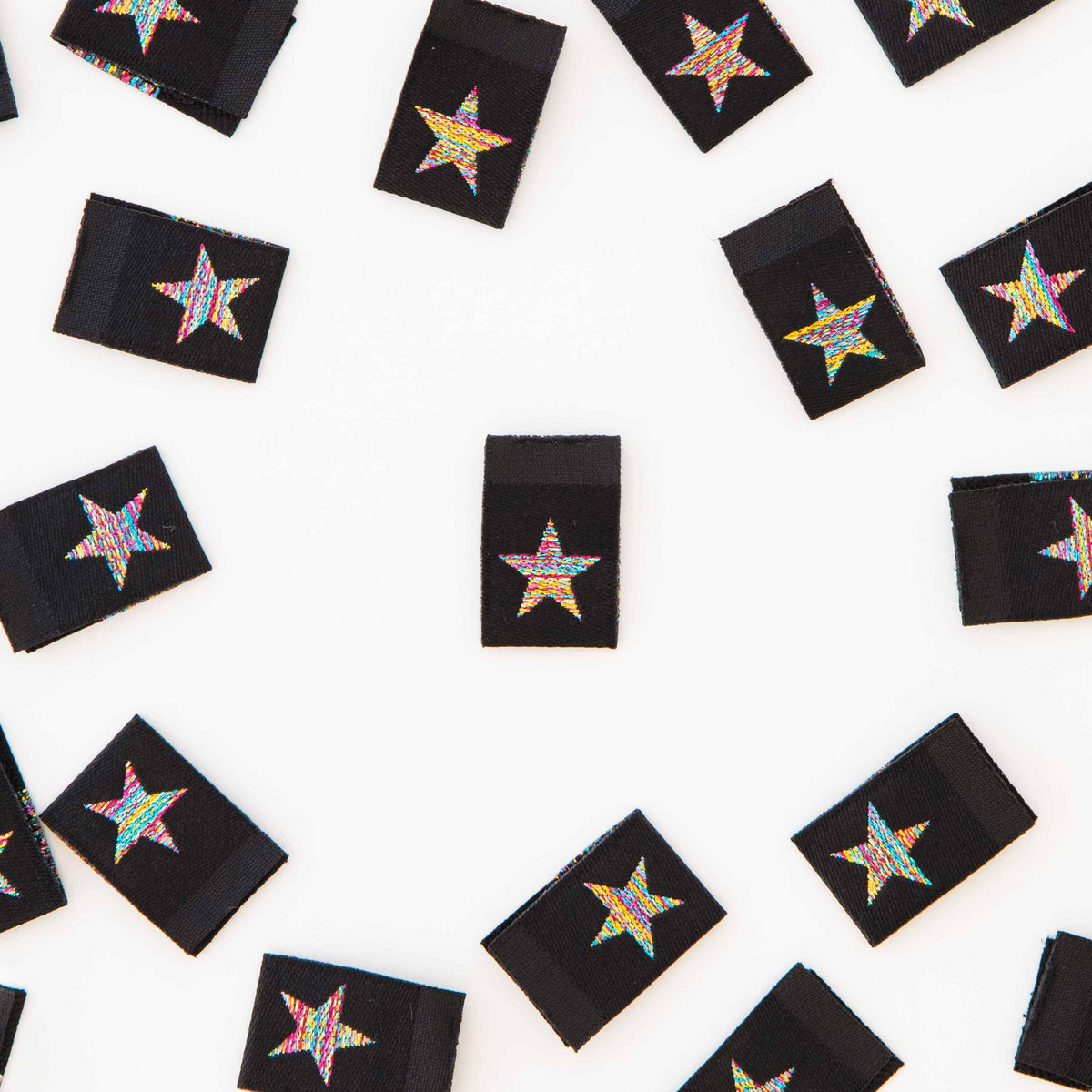 Sarah Hearts-Metallic Rainbow Star Sew-In Labels-sewing notion-gather here online