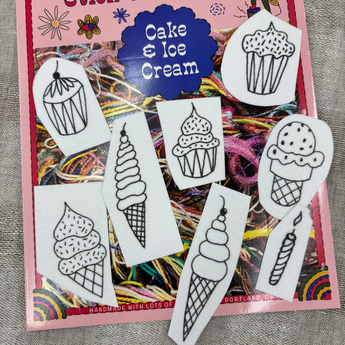 Dropcloth Samplers-Cake and Ice Cream Stick and Stitch Set-embroidery pattern-gather here online
