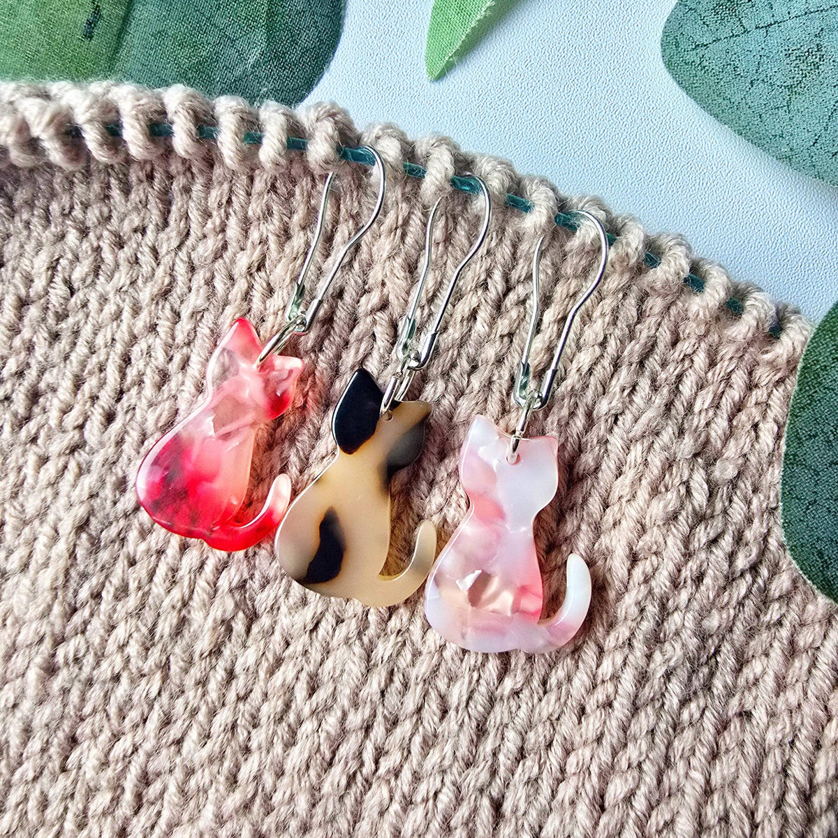 Knit and Purr-Amelia Cat Stitch Markers-knitting notion-Bulb Pin-gather here online