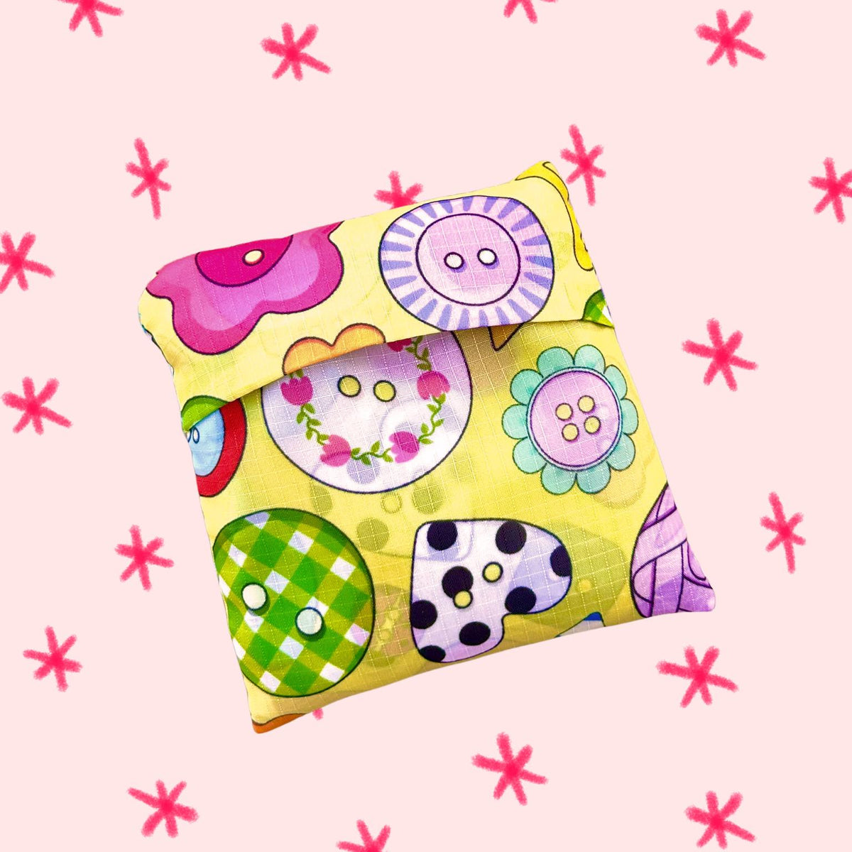 The Peach Fuzz-Cute As A Button Folding Shopper Tote-craft organizer-gather here online