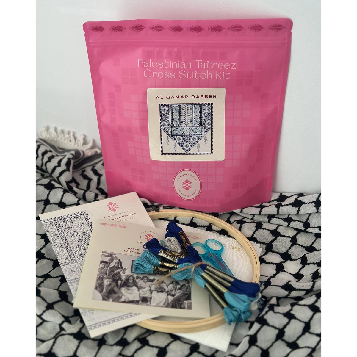 Min Amanne Tatreez Designs-Al Qamar Qabbeh Tatreez Kit-xstitch kit-gather here online