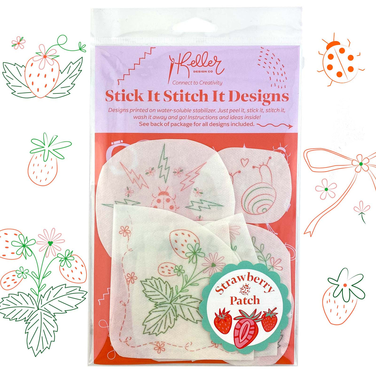Keller Design Co.-Stick It Stitch It - Strawberry Patch-embroidery pattern-gather here online
