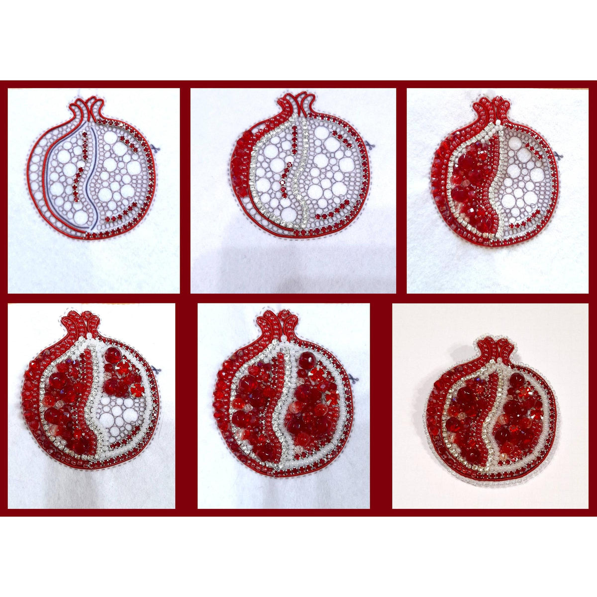 CraftShopOnline-Pomegranate Brooch Kit: DIY Seed Bead Embroidery-craft kit-gather here online