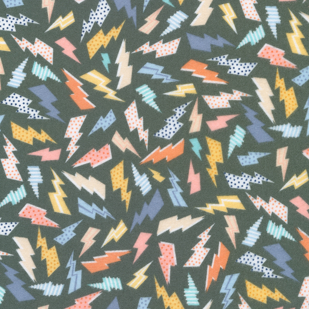 Robert Kaufman-Lightning Strike Charcoal Flannel-fabric-gather here online