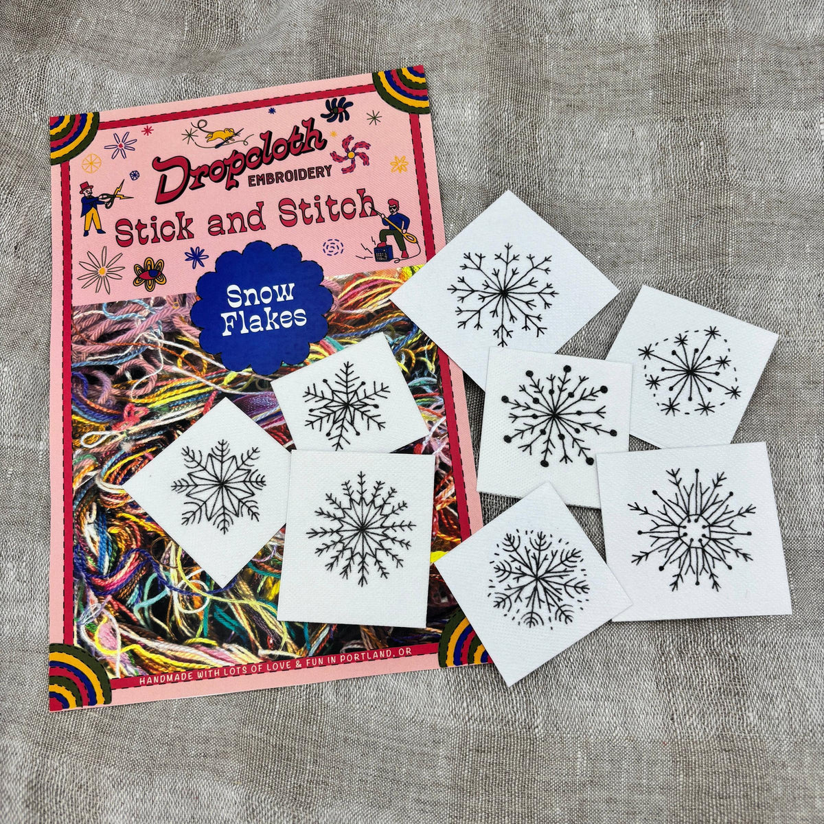 Dropcloth Samplers-Snowflake Stick and Stitch Set-embroidery pattern-gather here online
