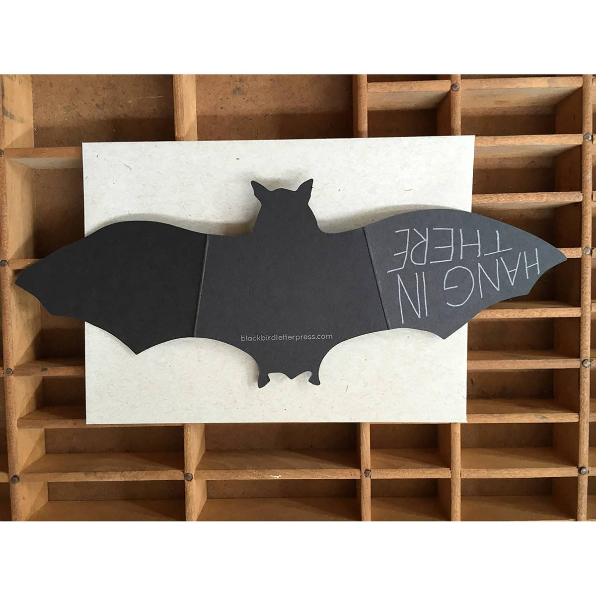 Blackbird Letterpress-Bat Hang In There Greeting Card-greeting card-gather here online