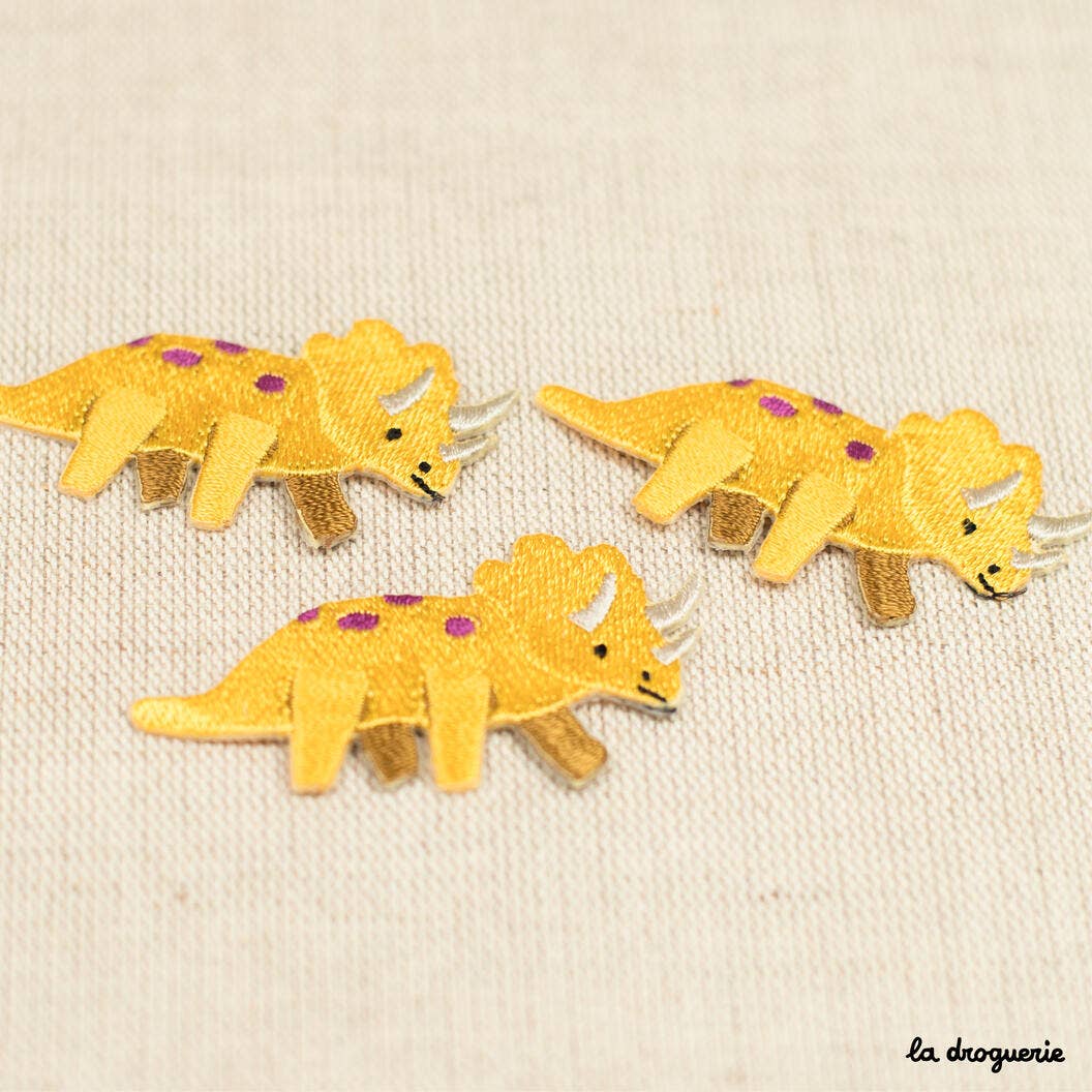 LA DROGUERIE-Triceratops Dino Iron-On Patch-patches + pins-gather here online