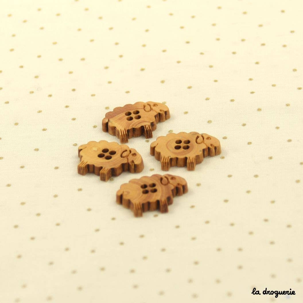 LA DROGUERIE-Wooden Sheep Button - 20mm-button-gather here online