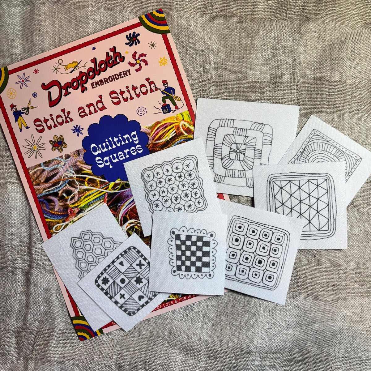 Dropcloth Samplers-Quilt Squares Stick and Stitch Set-embroidery pattern-gather here online