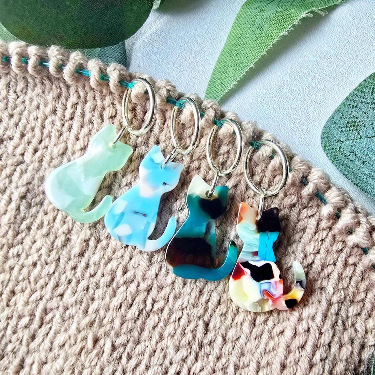 Knit and Purr-Avery Cat Stitch Markers-knitting notion-Closed Ring-gather here online