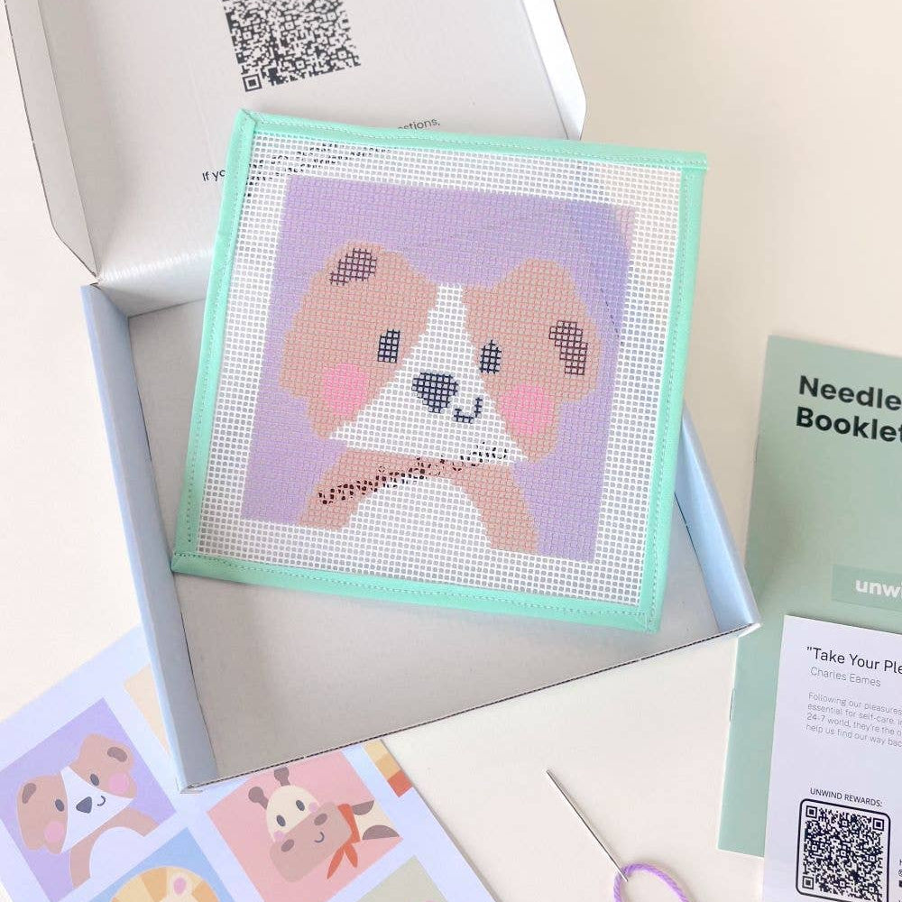 Unwind Studio-David the Dog - Needlepoint Kit for Kids-xstitch kit-gather here online