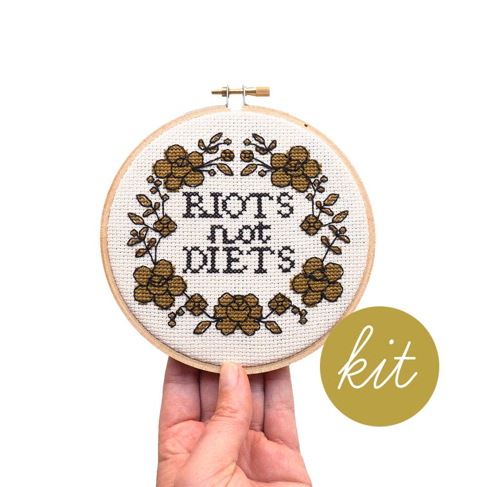 Junebug and Darlin-Riots not Diets, 5" Cross Stitch Kit-xstitch kit-gather here online