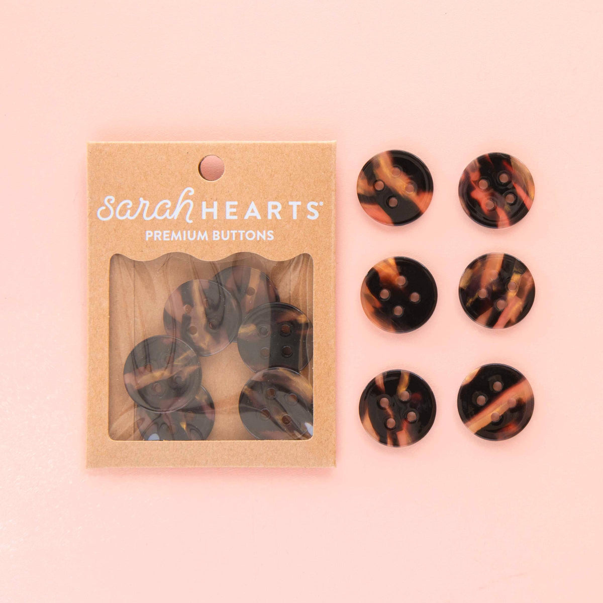 Sarah Hearts-Tortoise Shell Large 1" Buttons-button-gather here online