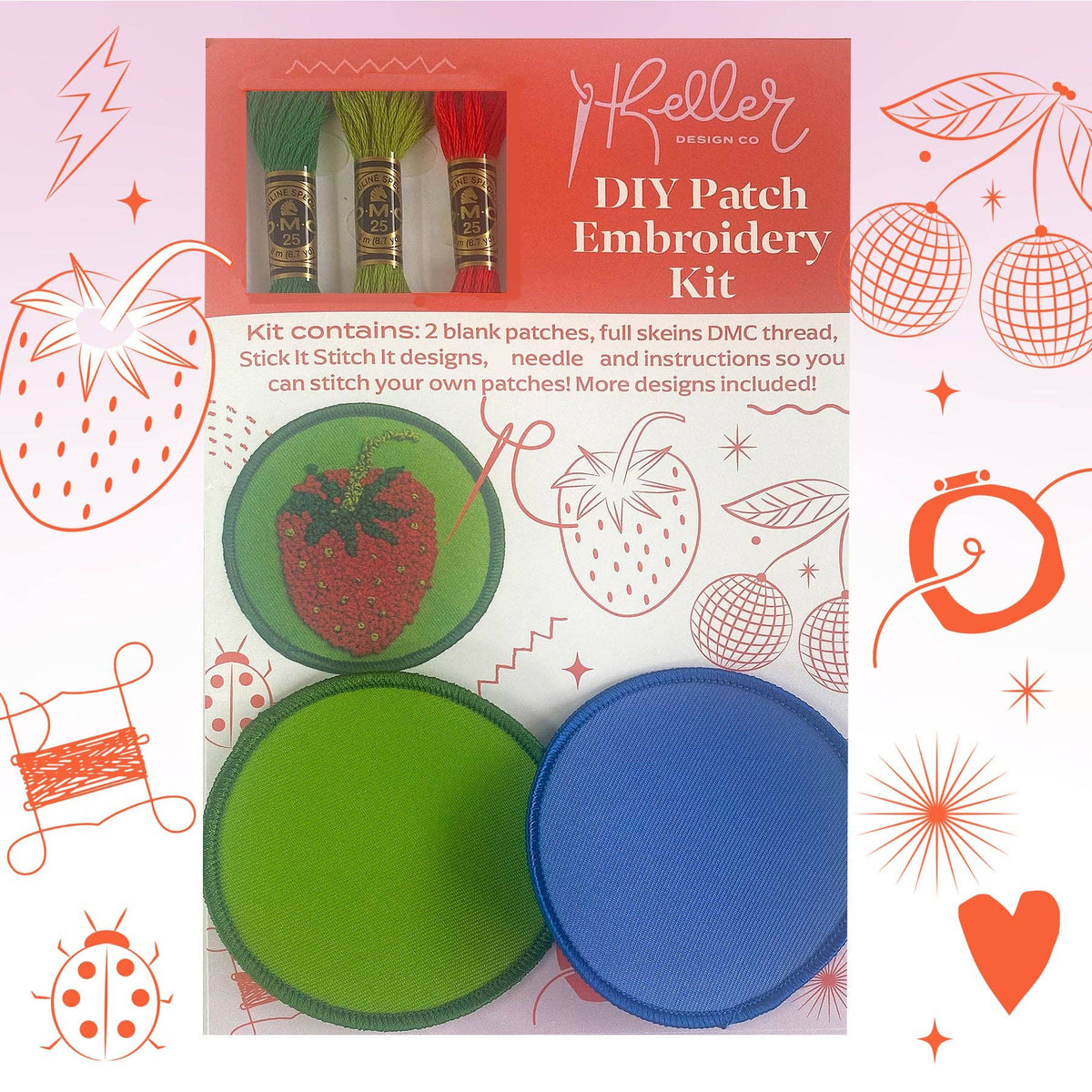 Keller Design Co.-DIY Embroidery Patch Kit - Red Fruits-embroidery kit-gather here online