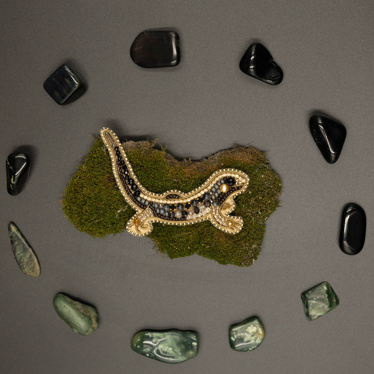 CraftShopOnline-Bead Embroidery Kit: Gecko Brooch DIY Craft, Jewelry Making-craft kit-gather here online