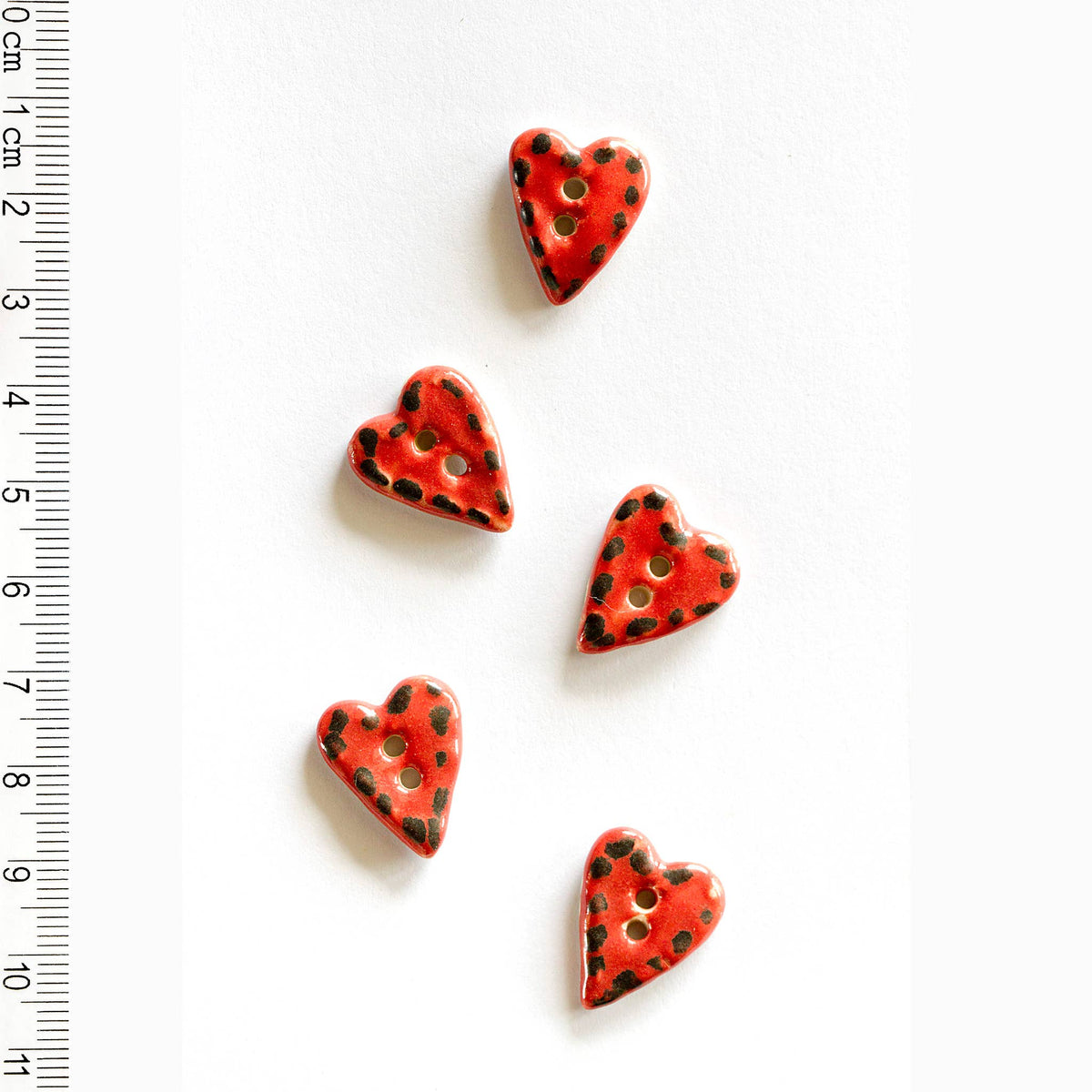 Incomparable Buttons-Red Heart Buttons with Black Stitching-button-gather here online