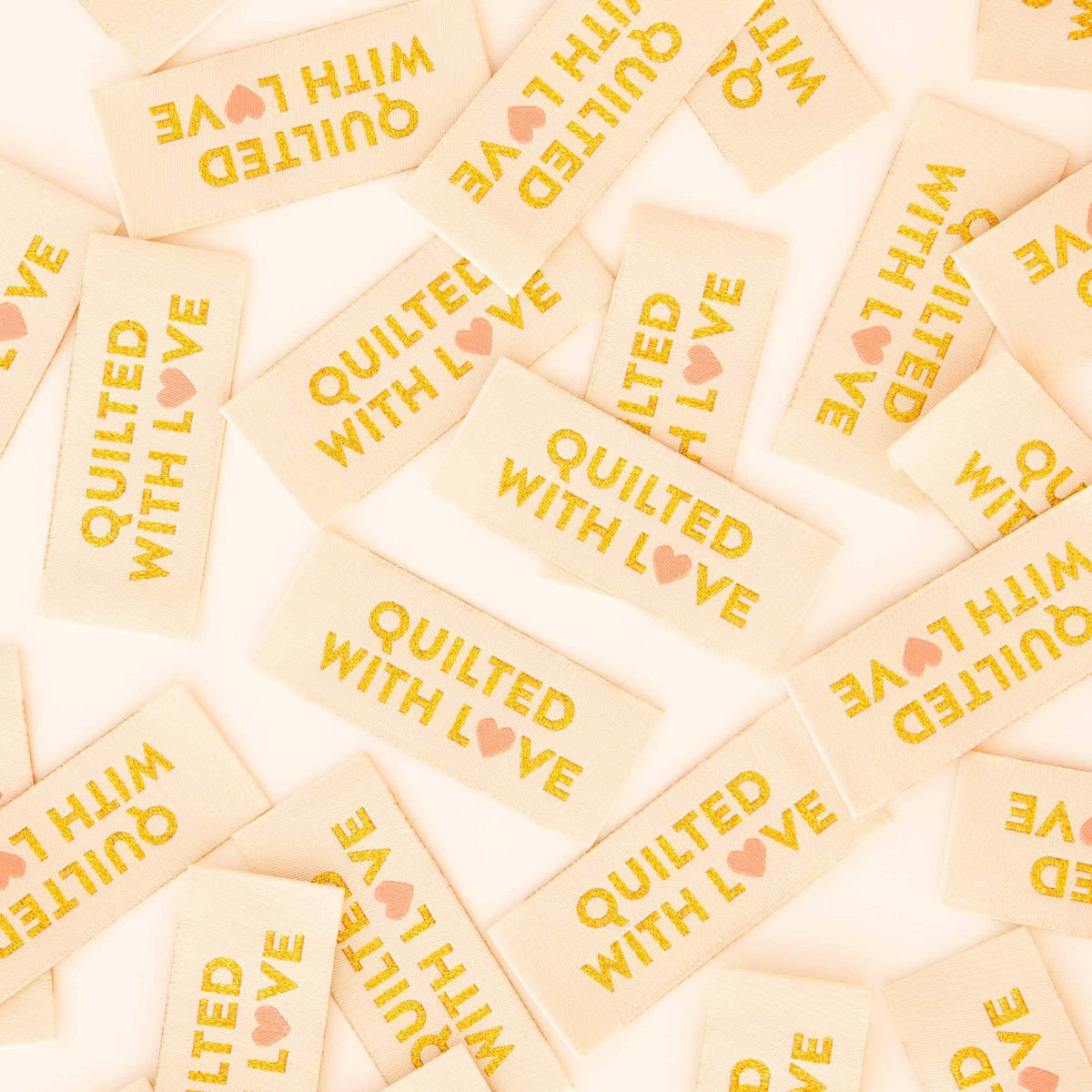 Sarah Hearts-Quilted with Love Gold Woven Sewing Labels Tags-notion-gather here online