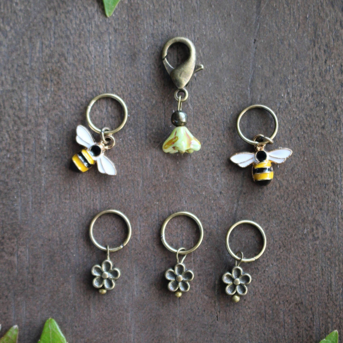 NNK Press-Bee and Bloom Stitch Marker Set-knitting notion-gather here online