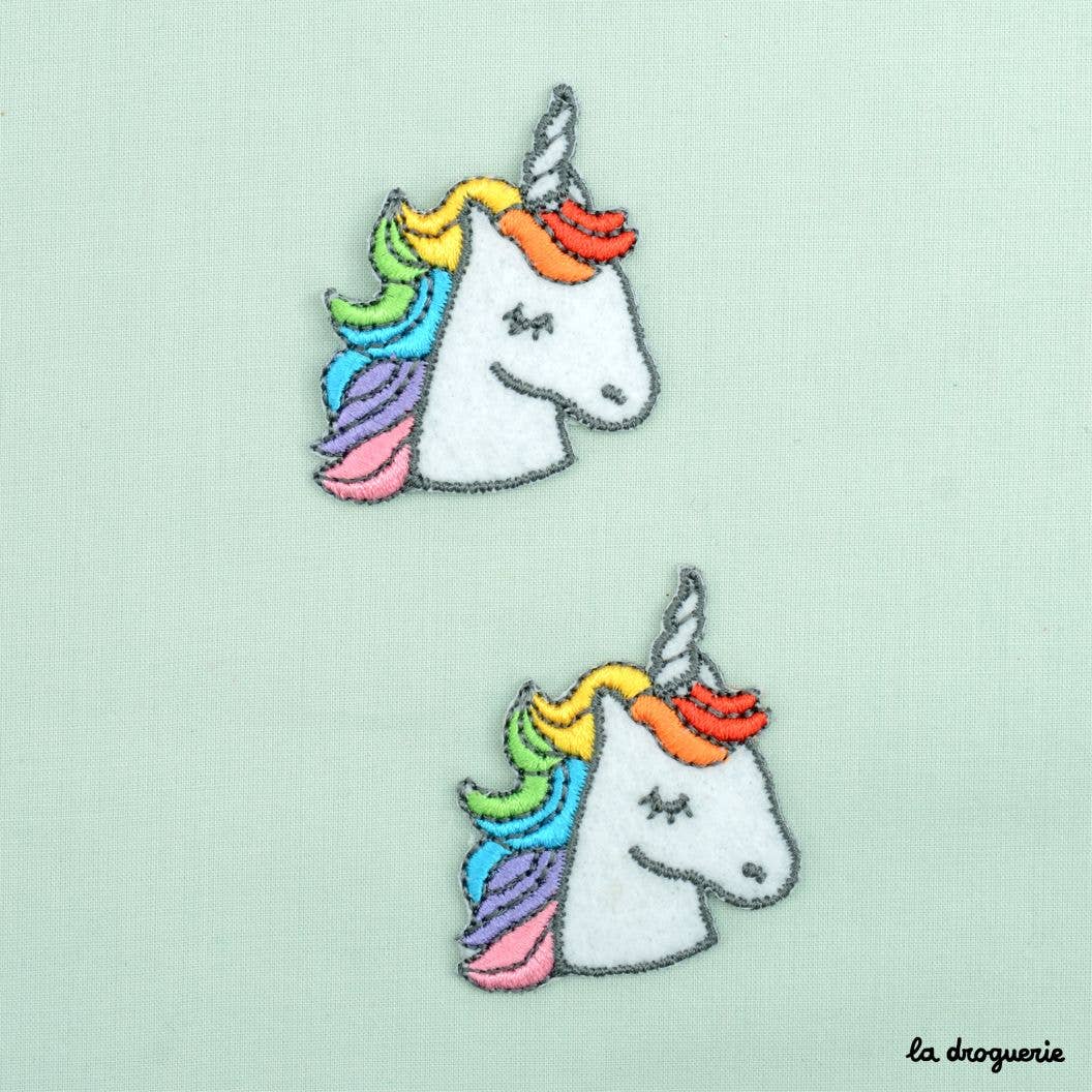 LA DROGUERIE-Unicorn Head Iron-On Patch-patches + pins-gather here online