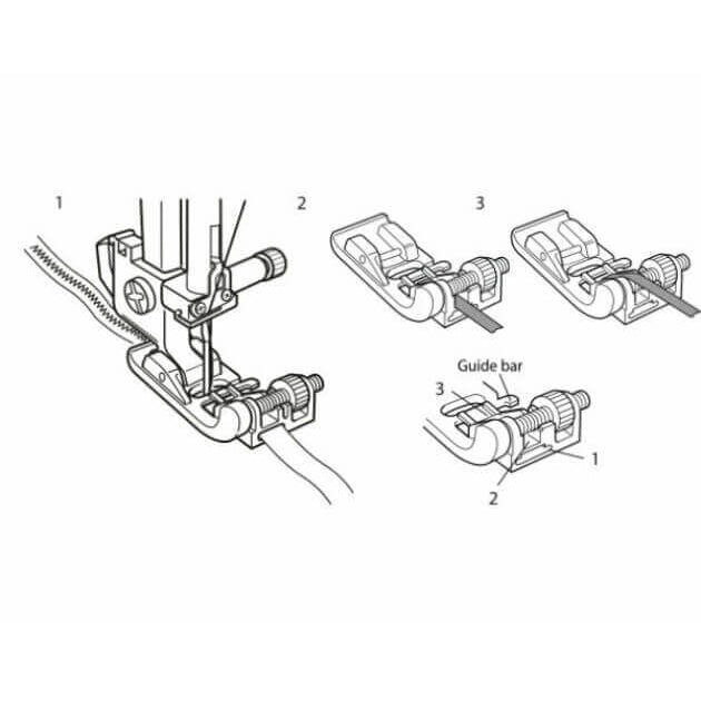 Bernette-b05/sew&go Ribbon-couching foot-sewing_machine_feet-gather here online