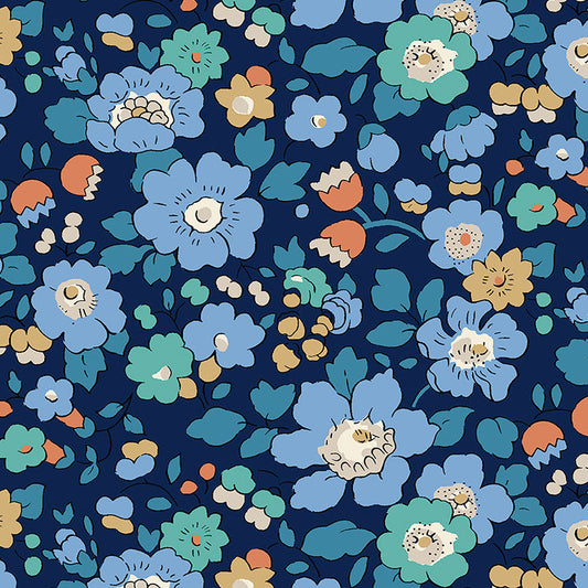 Liberty of London-Tana Lawn - Betsy Meadow Dark Blue-fabric-gather here online