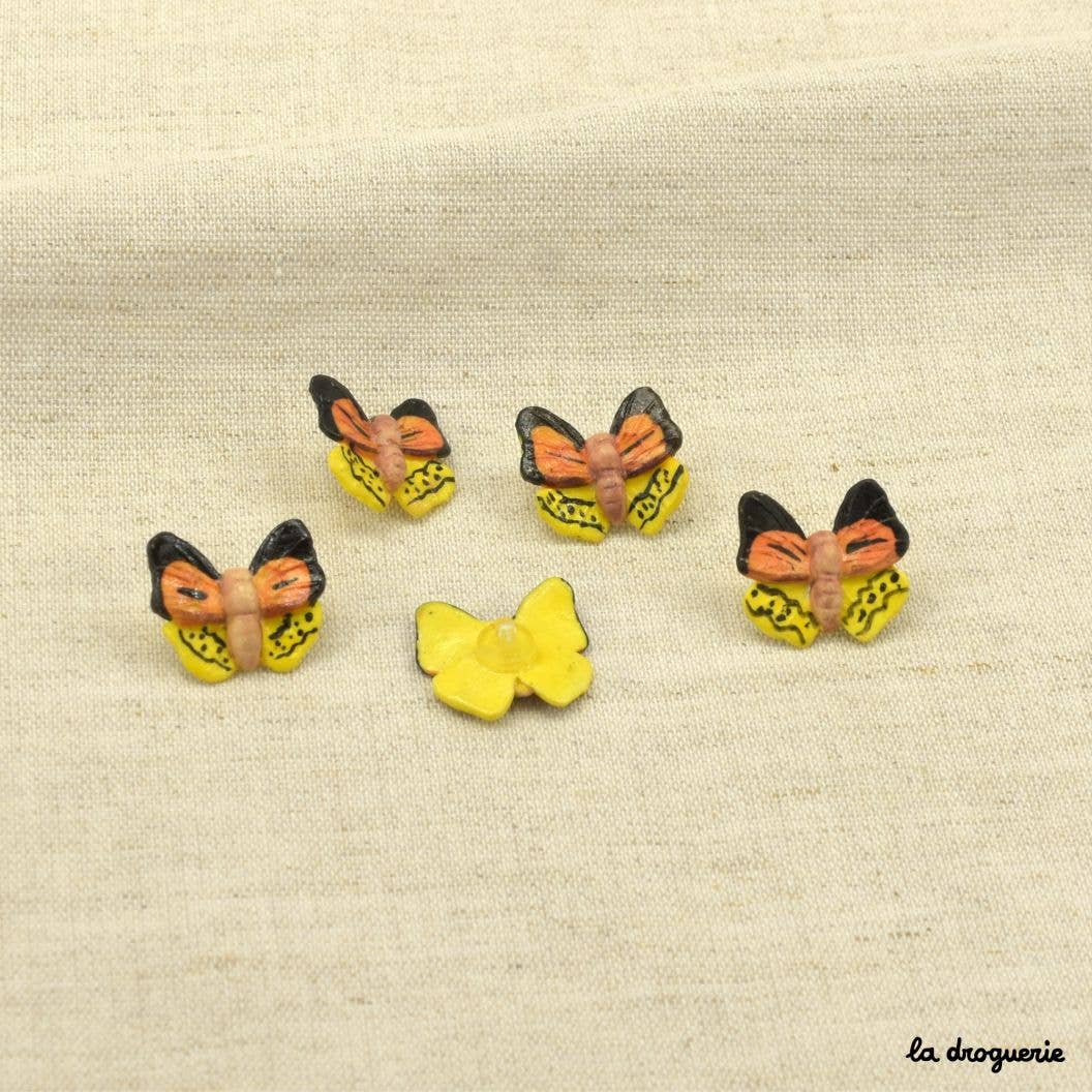 LA DROGUERIE-Yellow Butterfly Button - 18mm-button-gather here online