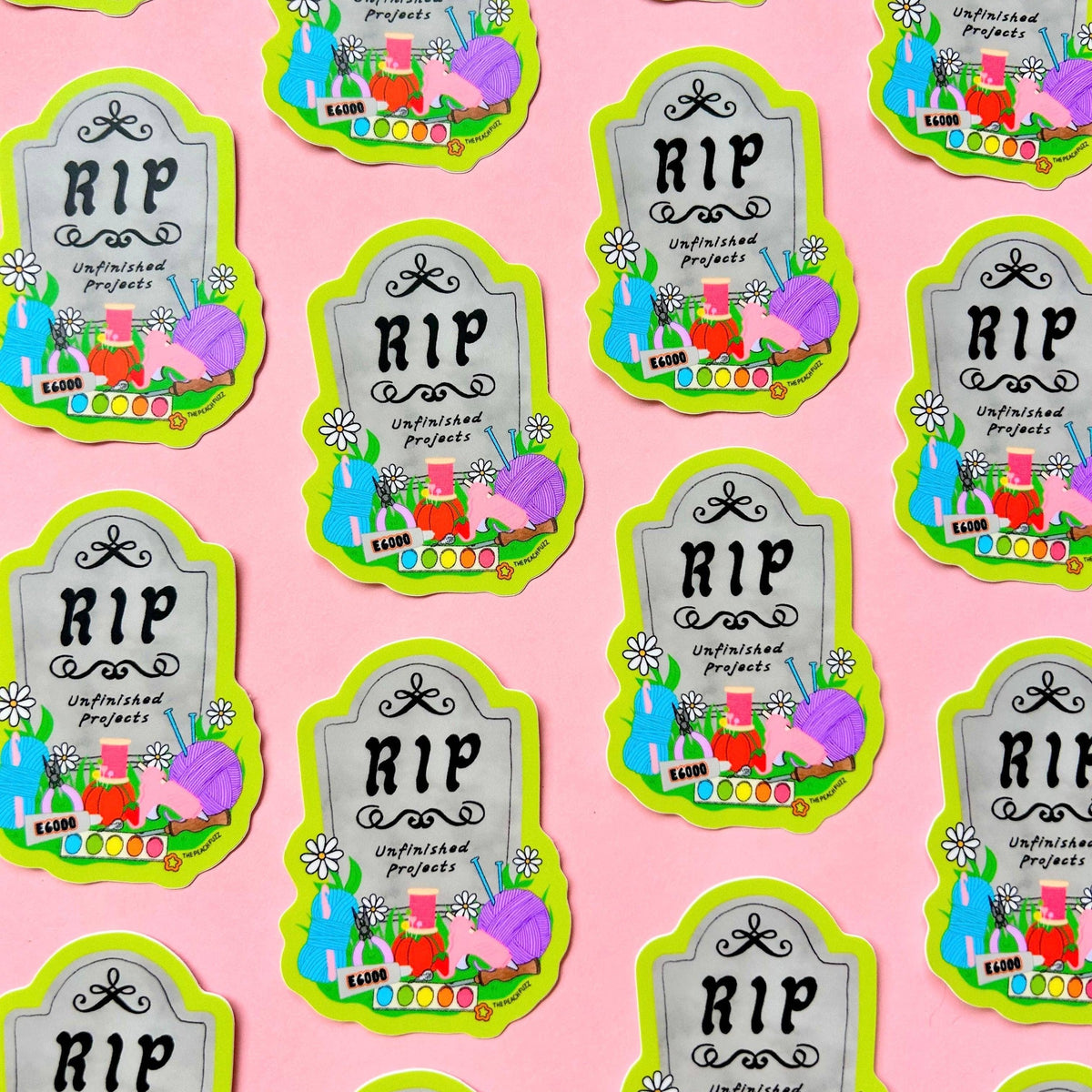 The Peach Fuzz-R.I.P to My Unfinished Crafts Sticker-sticker-gather here online