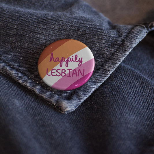 Luck and Lavender Studio-Happily Lesbian Button-patches + pins-gather here online