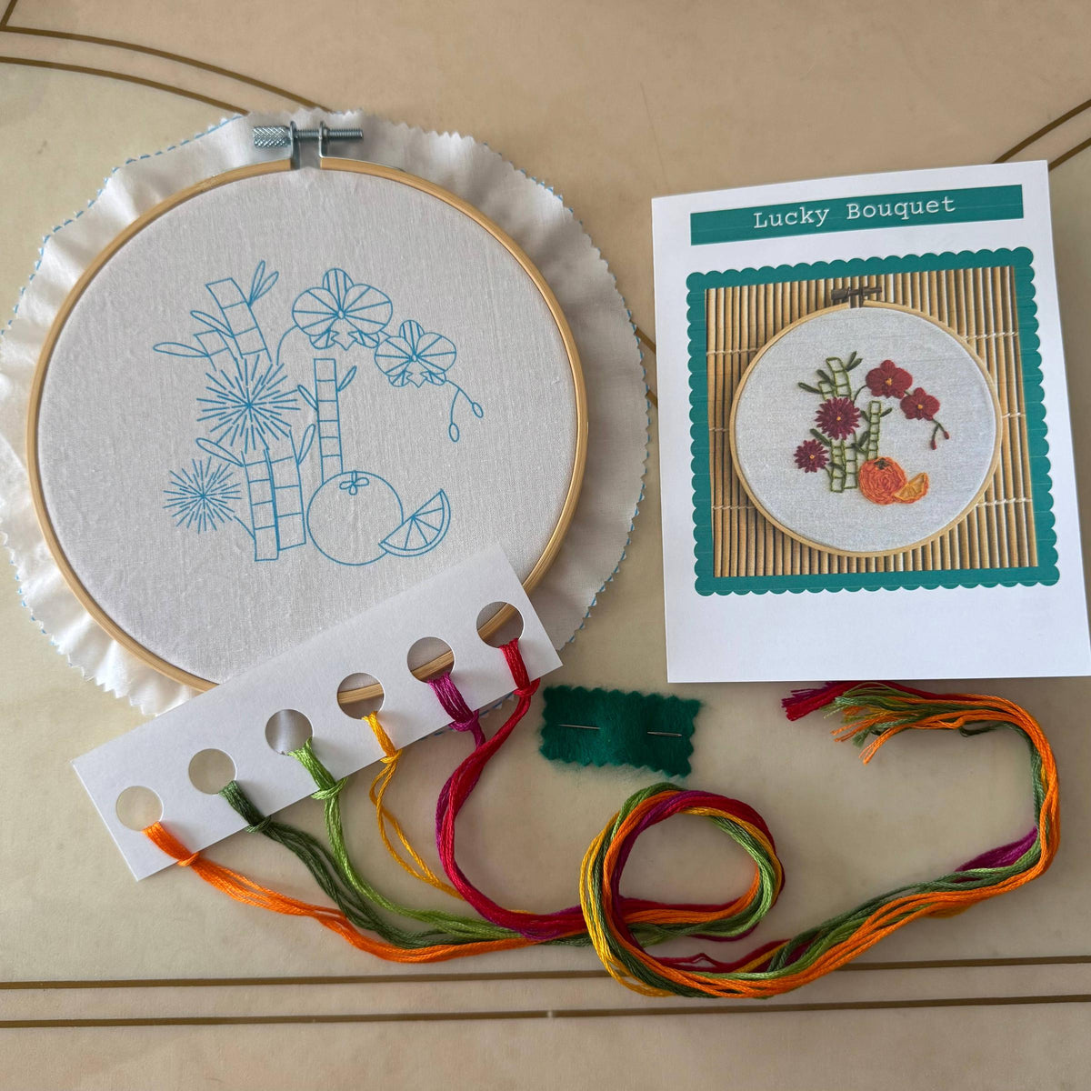 Stitches By Tiff-Lucky Bouquet Lunar New Year Embroidery Kit-embroidery kit-gather here online