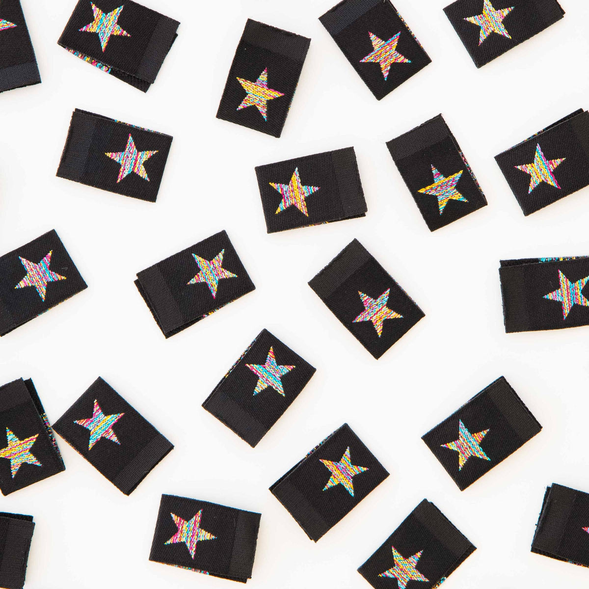 Sarah Hearts-Metallic Rainbow Star Sew-In Labels-sewing notion-gather here online