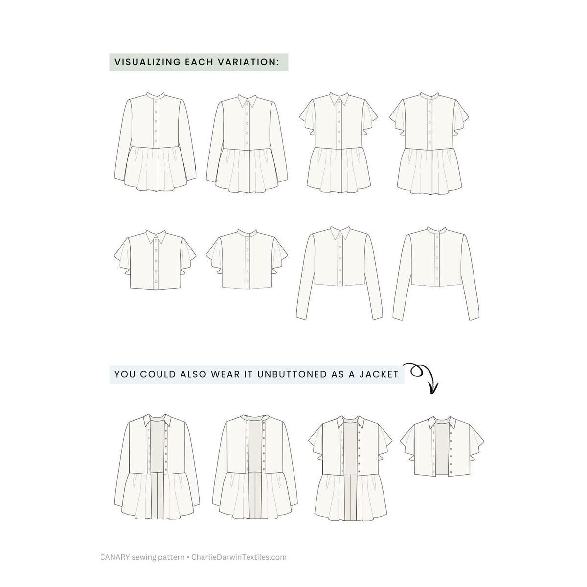 Charlie Darwin Textiles-Canary Top Pattern-sewing pattern-gather here online