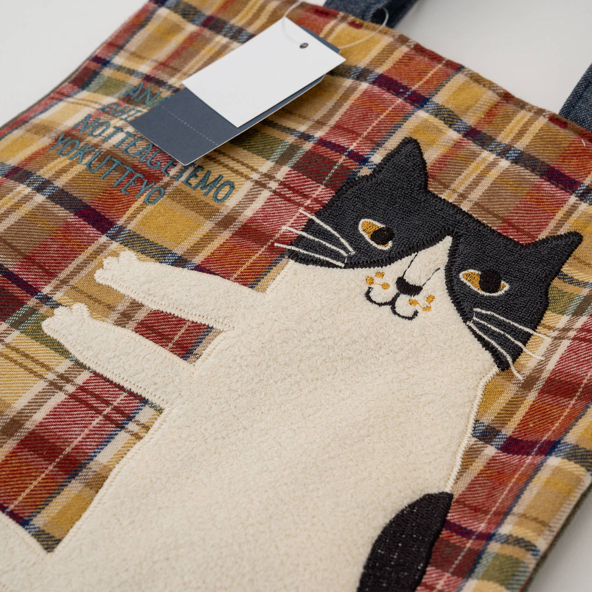 U PLUS INC-Nago Cat Embroidered Small Tote - Red-bags & baskets-gather here online