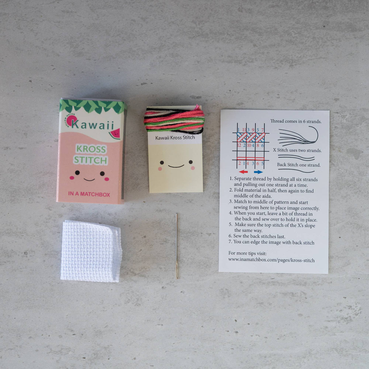 Marvling Bros Ltd-Kawaii Watermelon Mini Cross Stitch Kit-xstitch kit-gather here online
