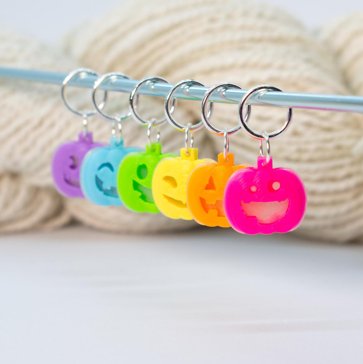 Blue Bird Makery-Silly Jack-o-Lanterns Stitch Marker Set-knitting notion-gather here online