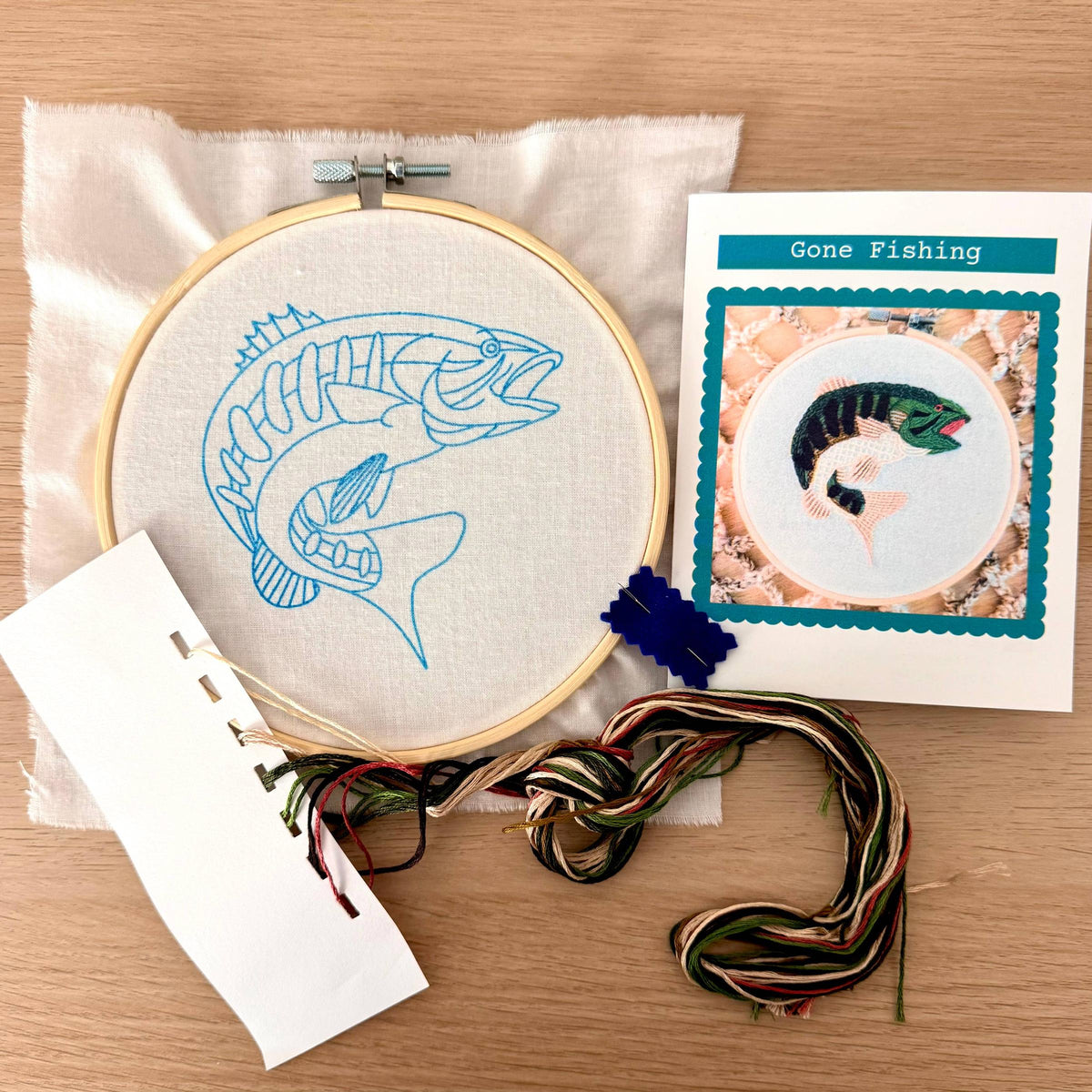 Stitches By Tiff-Gone Fishing Embroidery Kit-embroidery kit-gather here online