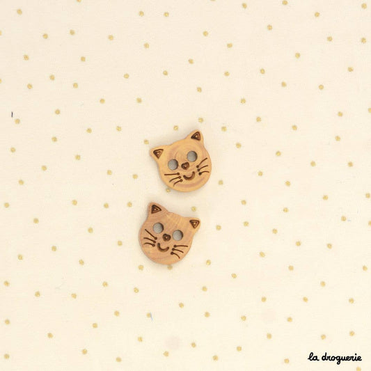 LA DROGUERIE-Wooden Cat Button - 18mm-button-gather here online