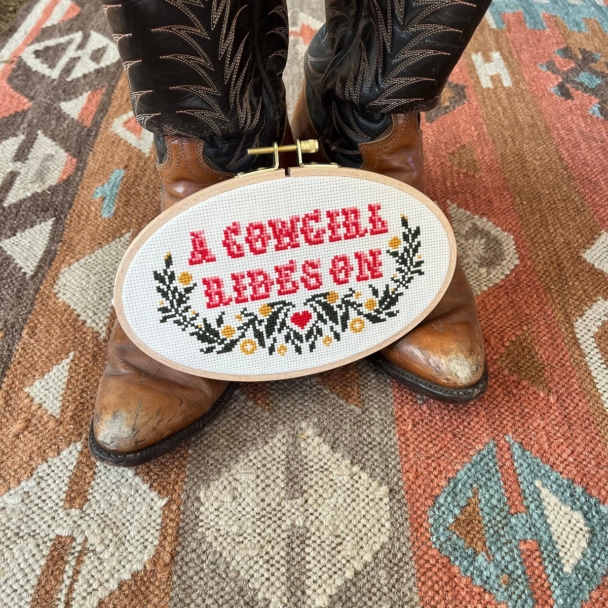 Junebug and Darlin-A Cowgirl Rides On, 5"x8" Cross Stitch Kit-xstitch kit-gather here online