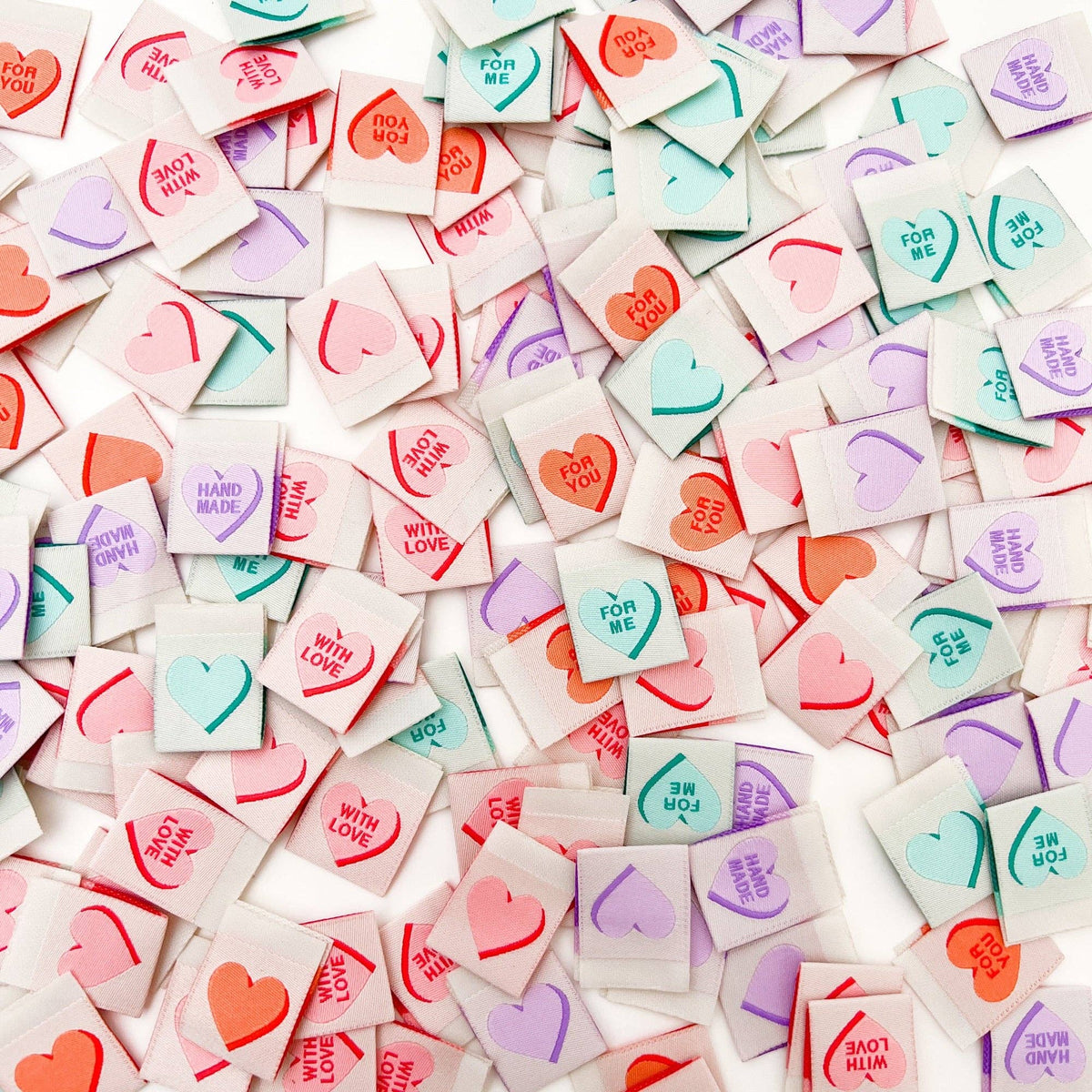 Sarah Hearts-Valentine's Day Candy Heart Woven Labels - Sewing Gift Tags-notion-gather here online