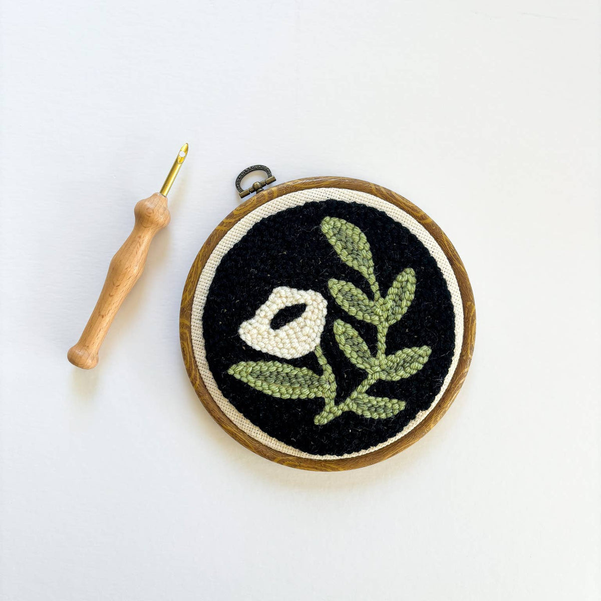 The Urban Acres-Black Floral Punch Needle Kit-craft kit-gather here online