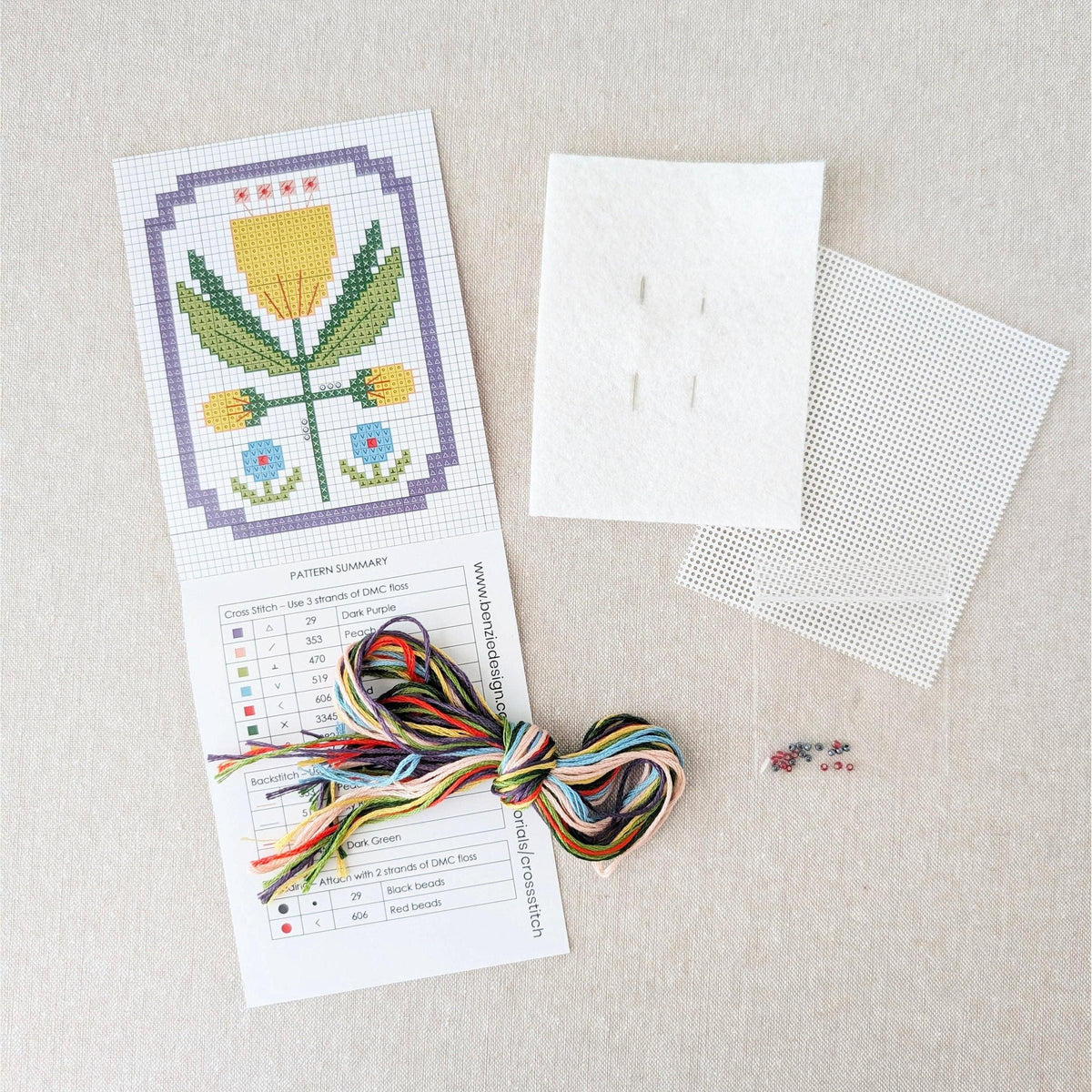 Benzie Design-Framed Florals Tulip Cross Stitch Kit-xstitch kit-gather here online