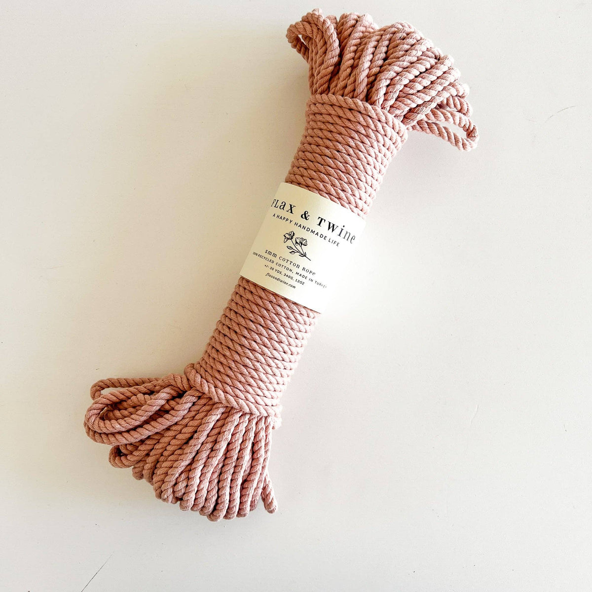 Flax & Twine-Recycled 5mm Cotton Rope - Blush-yarn-gather here online
