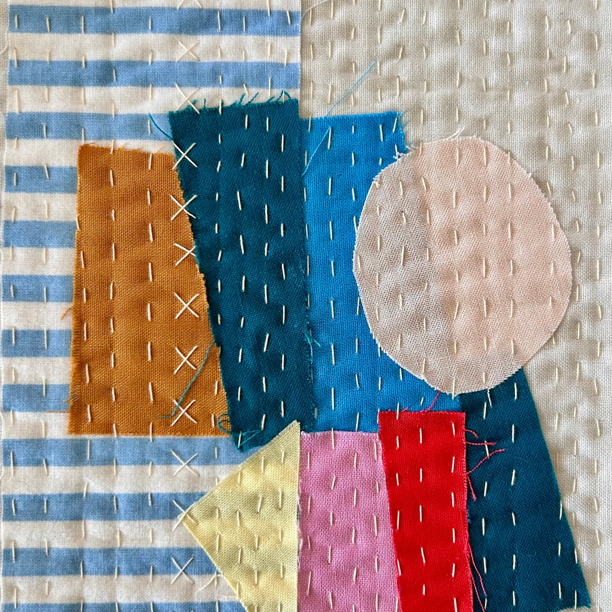 gather here classes-Fabric Collage Mini Quilt-class-gather here online