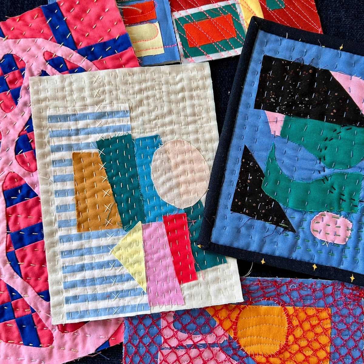 gather here classes-Fabric Collage Mini Quilt-class-gather here online