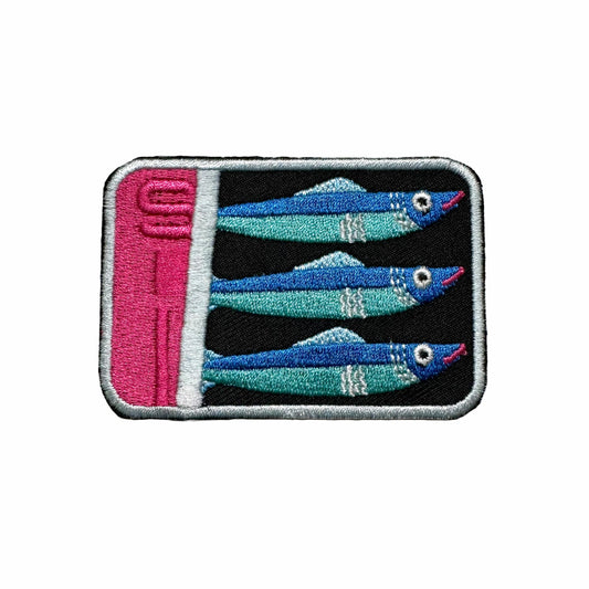 Sparkletown Studios-Tinned Fish Embroidered Iron-On Patch-patches + pins-gather here online