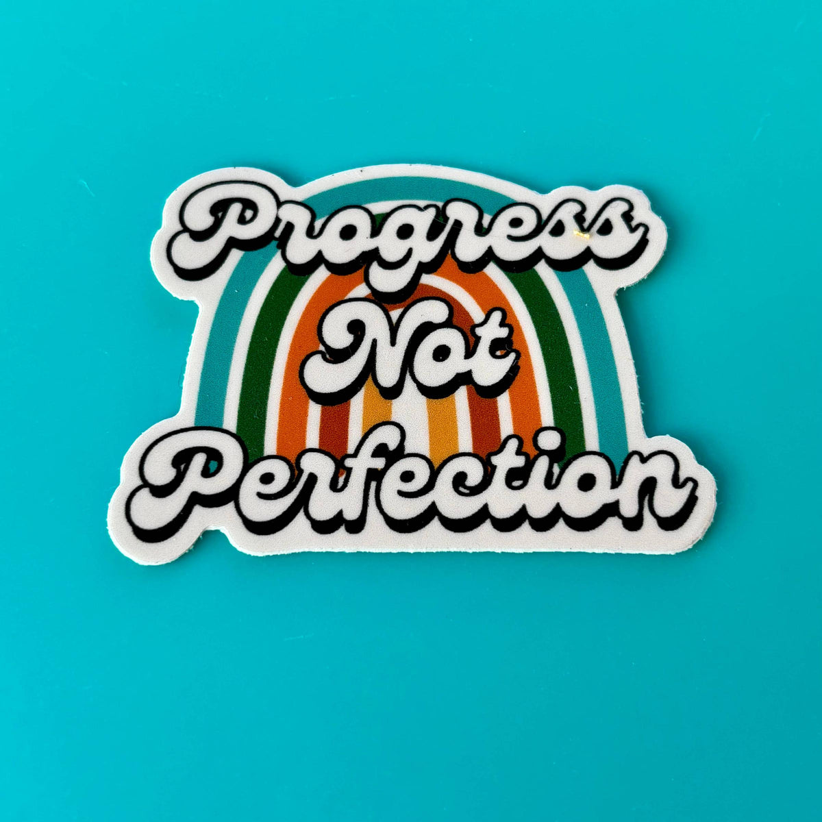 Comma Craft Co-Progress Not Perfection Rainbow Vinyl Sticker-sticker-gather here online
