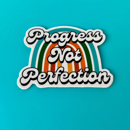 Comma Craft Co-Progress Not Perfection Rainbow Vinyl Sticker-sticker-gather here online