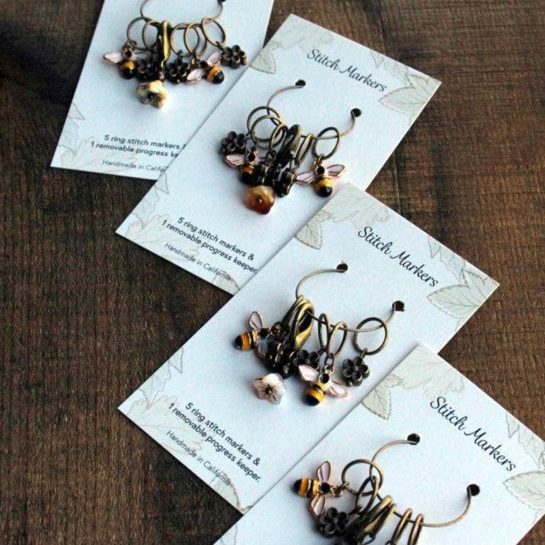 NNK Press-Bee and Bloom Stitch Marker Set-knitting notion-gather here online